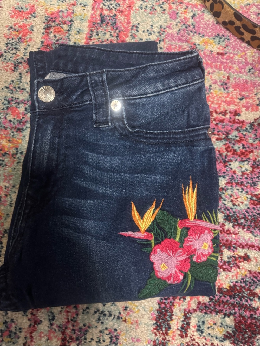True Religion Women's Embroidered Jeans - Floral Accent
